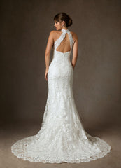 Azazie Eden Wedding Dress Diamond White Mermaid Lace Dress diamond_white