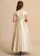 Azazie Bunny Girls Formal Champagne Ball-Gown Lace Dress champagne