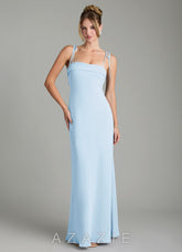 Azazie Ellia Sky Blue Sheath Bow Chiffon Dress