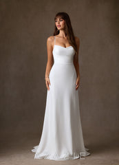 Azazie Tara Diamond White A-Line Crepe Back Satin Dress