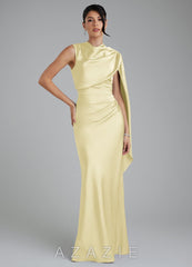Azazie Taj Lemon Sorbet Mermaid Corset Stretch Satin Dress