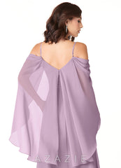 Azazie Cienna Wisteria A-Line Long Sleeve Chiffon Dress wisteria