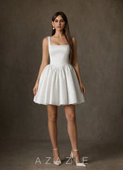 Azazie Saverina Diamond White A-Line with Pockets Satin Dress