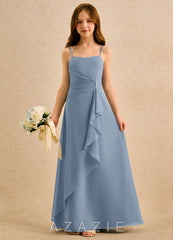 Azazie lolly Girls Formal Dusty Blue A-Line Pleated Chiffon Dress dusty_blue