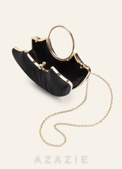 Satin Pleated Fan-Shaped Handbag