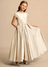 Azazie Bunny Girls Formal Champagne Ball-Gown Lace Dress