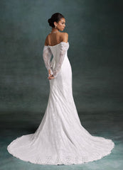 Azazie Zelda Diamond White Mermaid Side Slit Lace Dress diamond_white