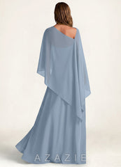 Azazie Matching Long Flowing Chiffon Cape dusty_blue
