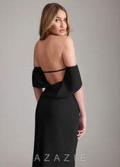 Azazie Lusinda Black Mermaid Off the Shoulder Chiffon Convertible Dress black
