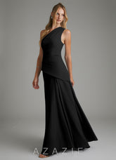 Azazie Holly Black A-Line Corset Chiffon Dress