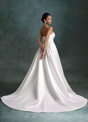 Azazie Francesca Diamond White A-Line Strapless Satin Dress diamond_white
