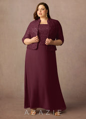 Azazie Cornelia Cabernet Sheath Square Neckline Sequins Chiffon Dress cabernet