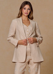 Belicia Tan 100% Linen Blazer