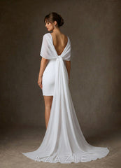 Azazie Caity Diamond White Sheath Stretch Satin Dress diamond_white