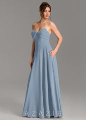Azazie Meleena Dusty Blue A-Line Strapless Chiffon Dress dusty_blue