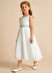 Azazie Margot Ivory Agave A-Line Pleated Chiffon Dress ivory/agave