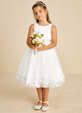 Azazie Dot Ivory A-Line Bow Tulle Dress