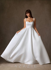 Azazie Sanya Diamond White A-Line Sweetheart Neckline Matte Satin Dress diamond_white