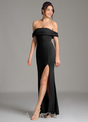 Azazie Evangelia Black Mermaid Off the Shoulder Premium Stretch Jersey Dress black