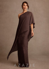 Azazie Wilma Ganache Sheath One Shoulder Floral Burnout Dress
