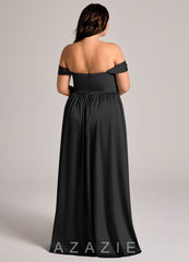 Azazie Calianna Black A-Line Off the Shoulder Stretch Satin Convertible Dress black