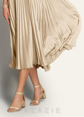 Matching Color Matte Satin One Strap Buckle Block Heel Sandals champagne