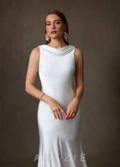 Azazie Yara Diamond White Mermaid Stretch Satin Dress diamond_white