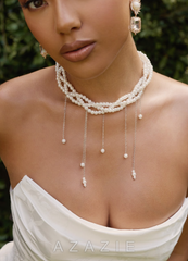 Layered Pearl Twist Necklace ivory