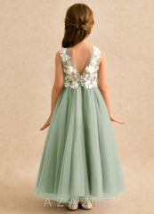 Azazie Mixie Dusty Sage Ball-Gown Lace Dress dusty_sage