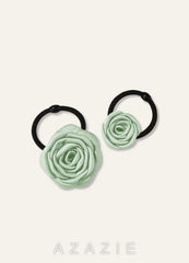 Darling Poise Matte Satin Ivory Flower 2-Piece Hair Tie Set