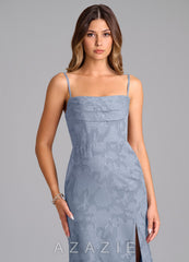 Azazie Saige Dusty Blue A-Line Off the Shoulder Floral Burnout Convertible Dress dusty_blue
