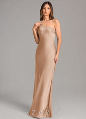 Azazie Monroe English Rose Mermaid One Shoulder Stretch Satin Dress english_rose