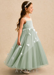 Azazie Mariposa Dusty Sage Ball-Gown Lace Tulle Dress