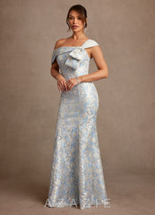 Azazie Zephyra Dusty Blue Mermaid Off the Shoulder Jacquard Dress dusty_blue