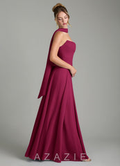 Azazie Gabriela Burgundy A-Line Corset Chiffon Dress burgundy