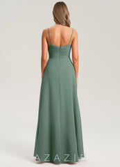 Azazie Terese Eucalyptus A-Line Pleated Chiffon Dress eucalyptus