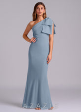 Azazie Yuanna Dusty Blue Mermaid One Shoulder Chiffon Dress