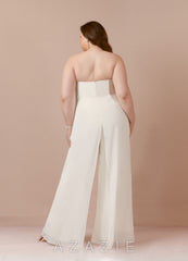 Azazie Tamara Wedding Dress Diamond White Pant Styles Strapless Chiffon Dress diamond_white