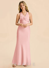Azazie Hati Junior Powder Pink Mermaid Stretch Satin Dress powder_pink