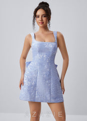 Thalassiana Periwinkle Tank Jacquard Bows A-Line Mini Dress