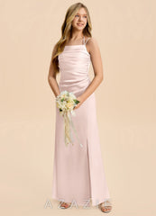 Azazie Nova Junior Blushing Pink Sheath Pleated Stretch Satin Dress blushing_pink