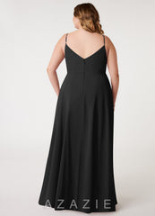Azazie Daenerys Black A-Line Cowl Chiffon Dress black