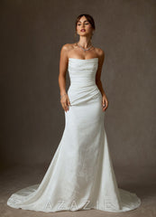 Azazie Elyse Diamond White Mermaid Strapless Floral Jacquard Dress diamond_white
