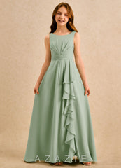 Azazie Chibi Girls Formal Dusty Sage A-Line Pleated Chiffon Dress dusty_sage