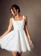 Azazie Kristi Diamond White A-Line with Pockets Beading Dress