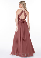 Azazie Evalleen Amethyst A-Line Pleated Chiffon Dress amethyst