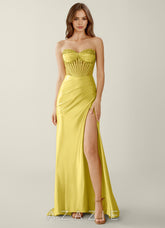 Willa Lemon Sorbet Sweetheart Neckline Corset Mermaid Prom Dress