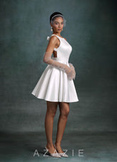 Azazie Alanna Diamond White A-Line Satin Dress
