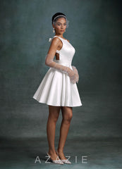 Azazie Alanna Diamond White A-Line Satin Dress