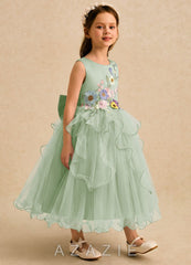 Azazie Savannah Dusty Sage Ball-Gown Lace Tulle Dress dusty_sage